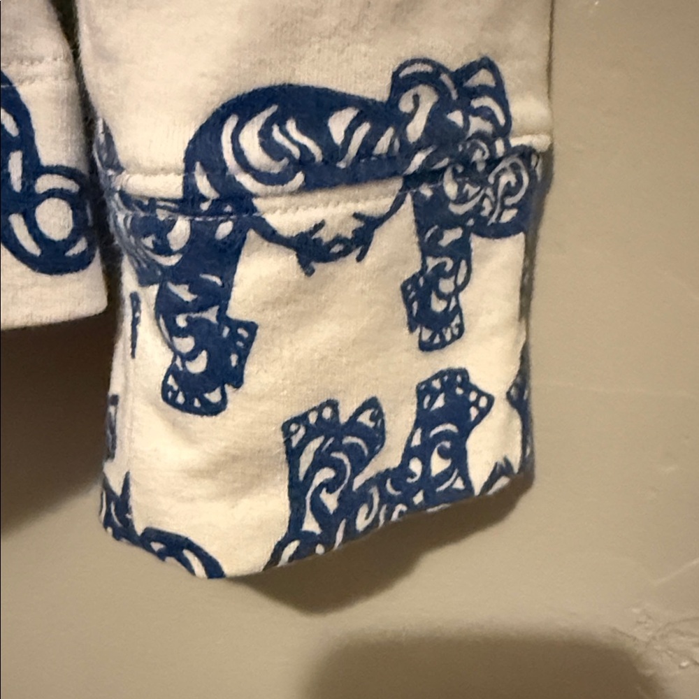 Lilly Pulitzer Blue and White Elephant Print Quarter Button up Jacket Small - Picture 6 of 9